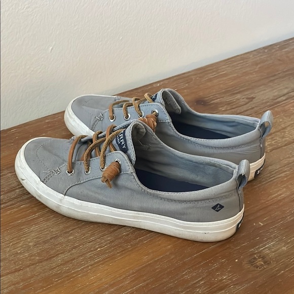 Sperry Women’s Size 6 Crest Vibe Canvas Ankle Boat Shoes Gray Preppy Coastal - Picture 3 of 9